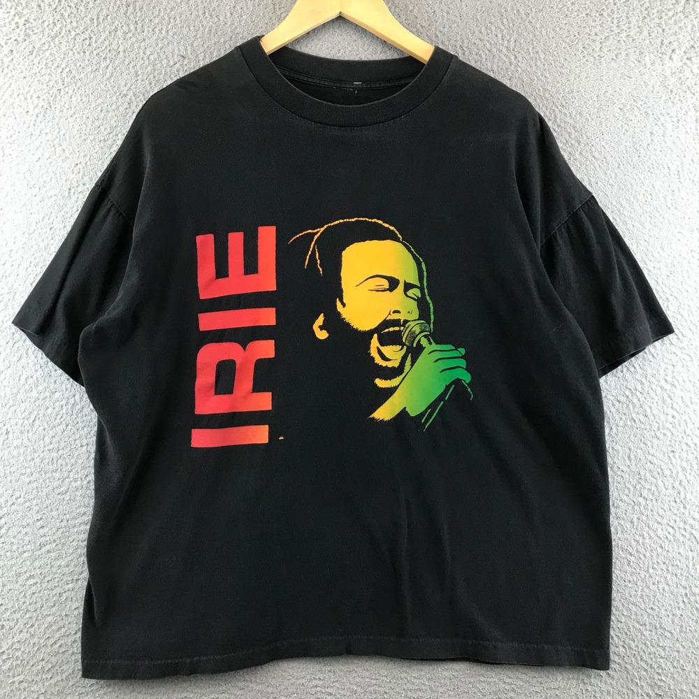 Vintage Irie Rasta Reggae Music Lover Black Graphic T-Shirt  L